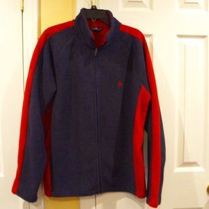 BROOKS BROTHERS FLEECE/ POLYESTER Full Zip JACKET NAVY BLUE/ RED Size  L